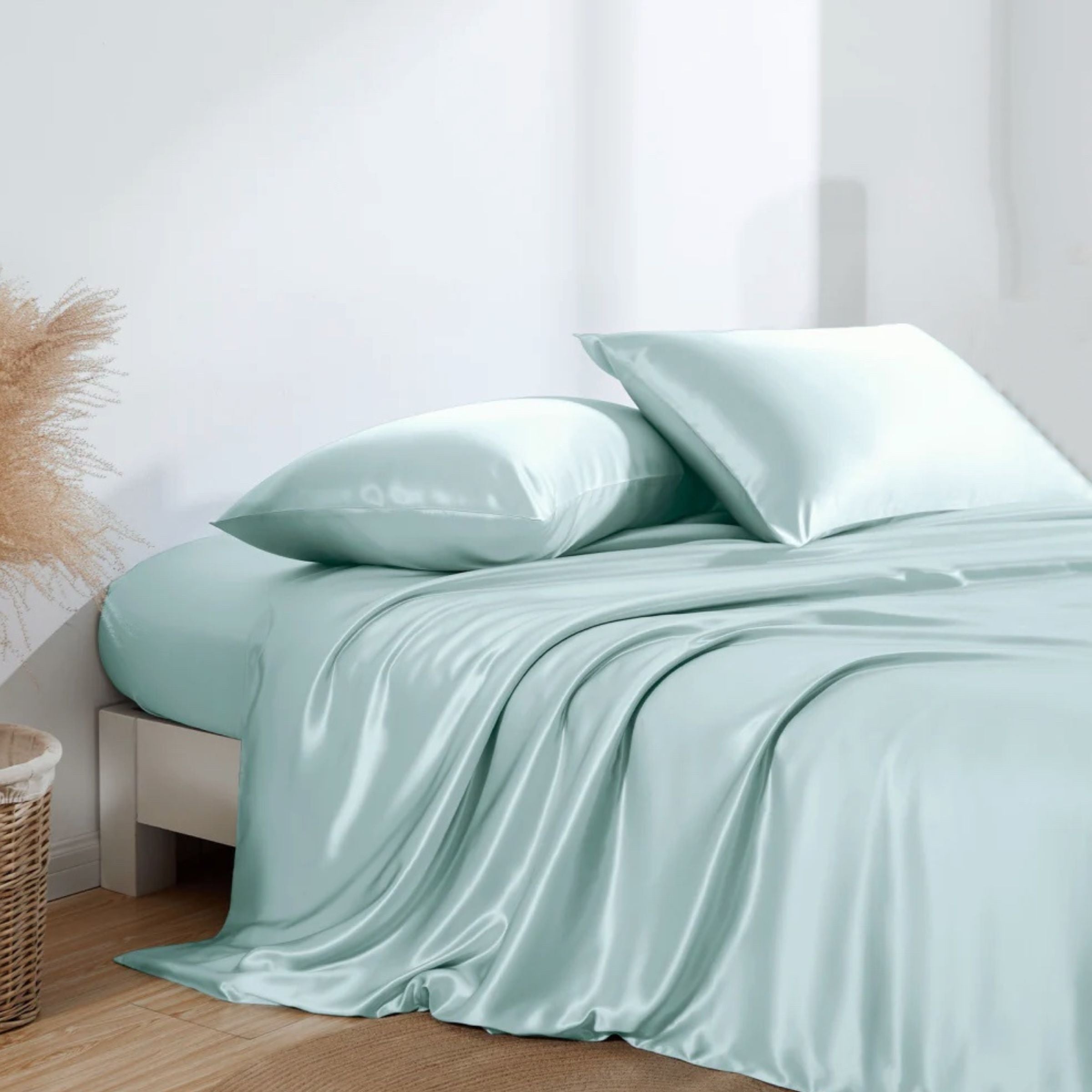 Housse de couette en soie 22momme Bleu matin