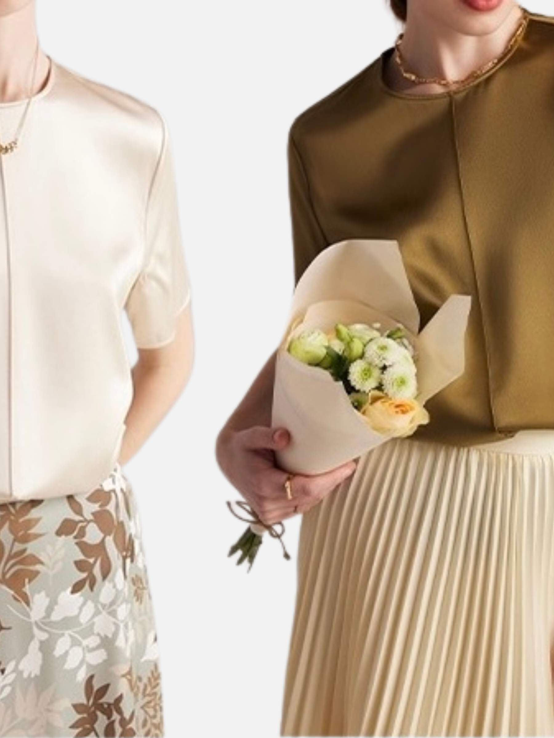 Short-sleeved silk blouse