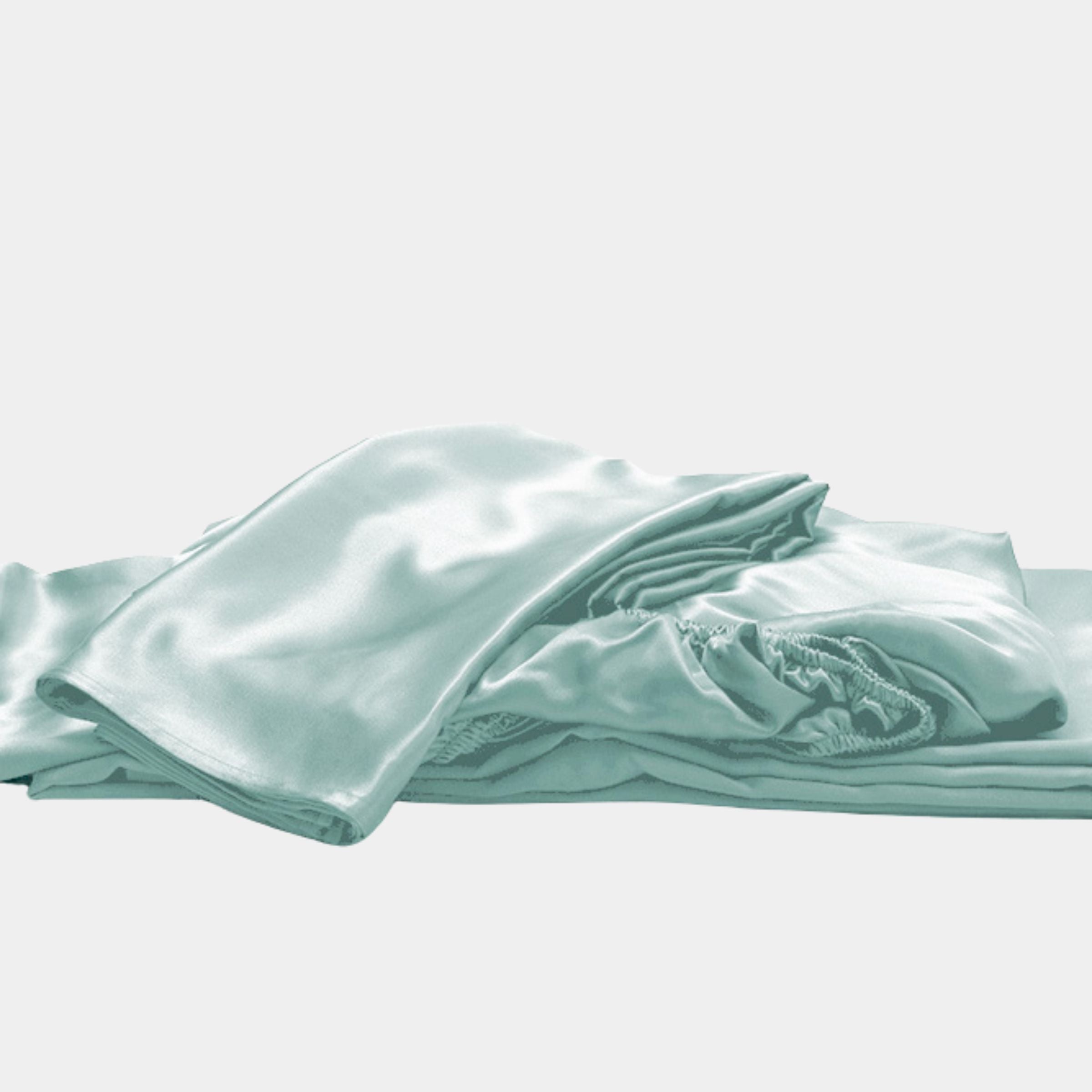 Drap housse en soie 22momme bleu matin