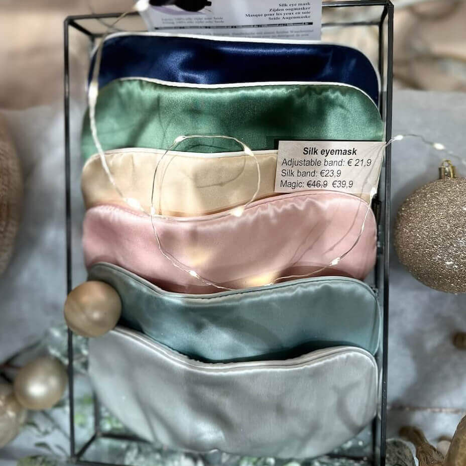 Silk eye mask with silk-wrapped elastic band