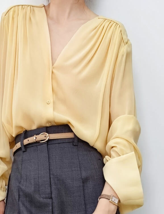 Camicetta in chiffon di seta a doppio strato (vendita campioni)