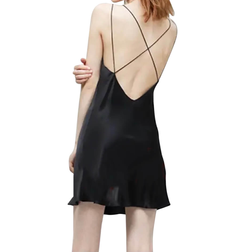 Néligé en soie à doubles bretelles spaghetti