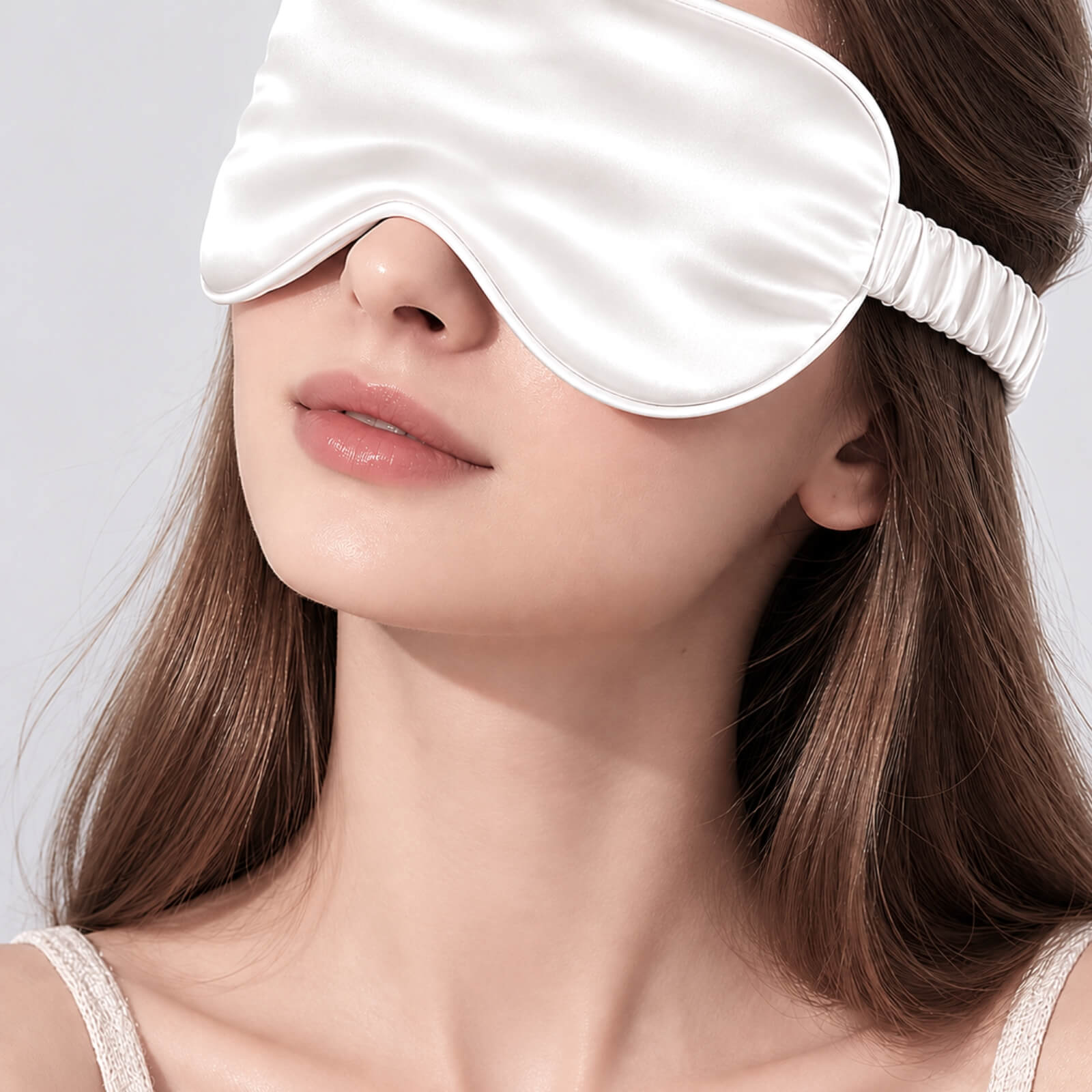 Silk eye mask with silk-wrapped elastic band
