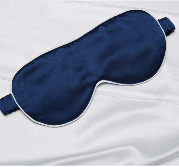Silk eye mask with silk-wrapped elastic band