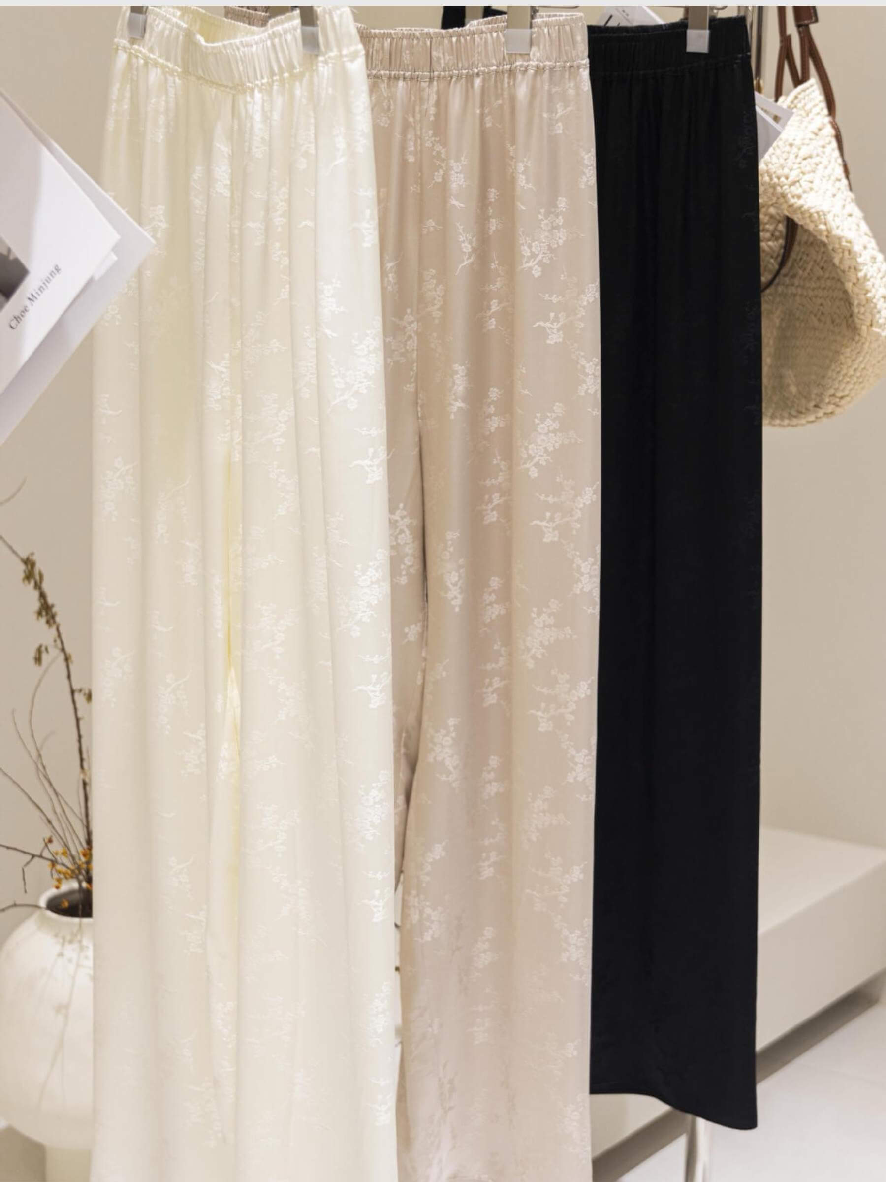 Silk jacquard trousers