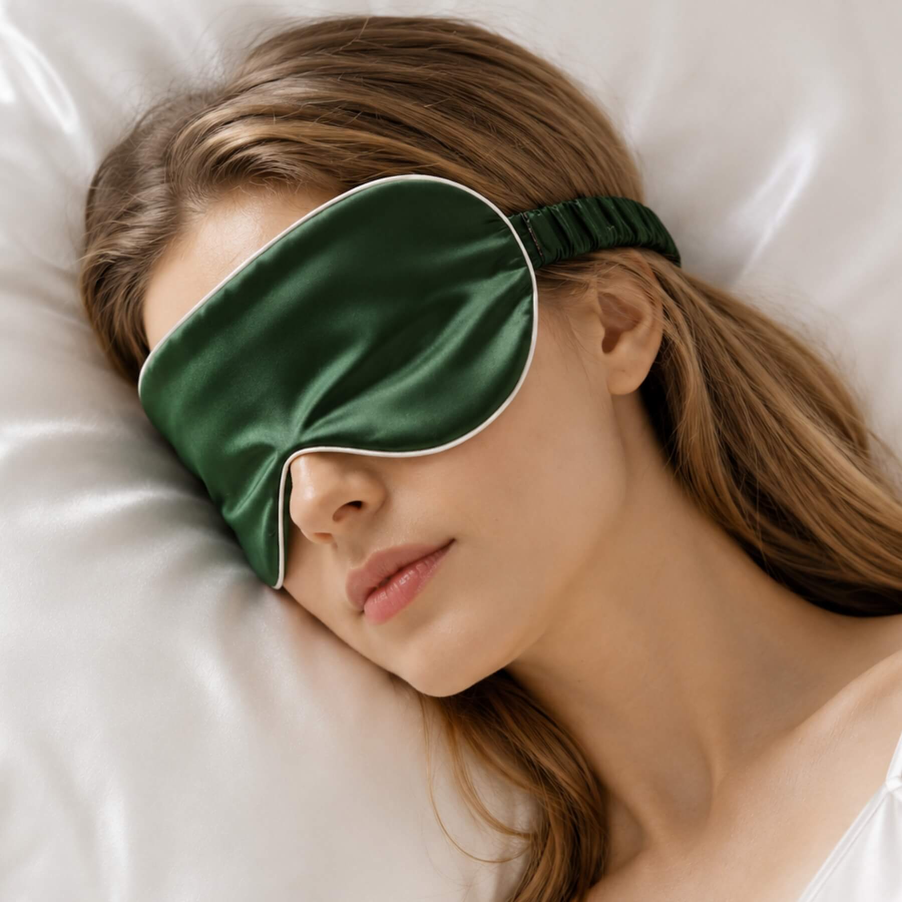 Silk eye mask with silk-wrapped elastic band