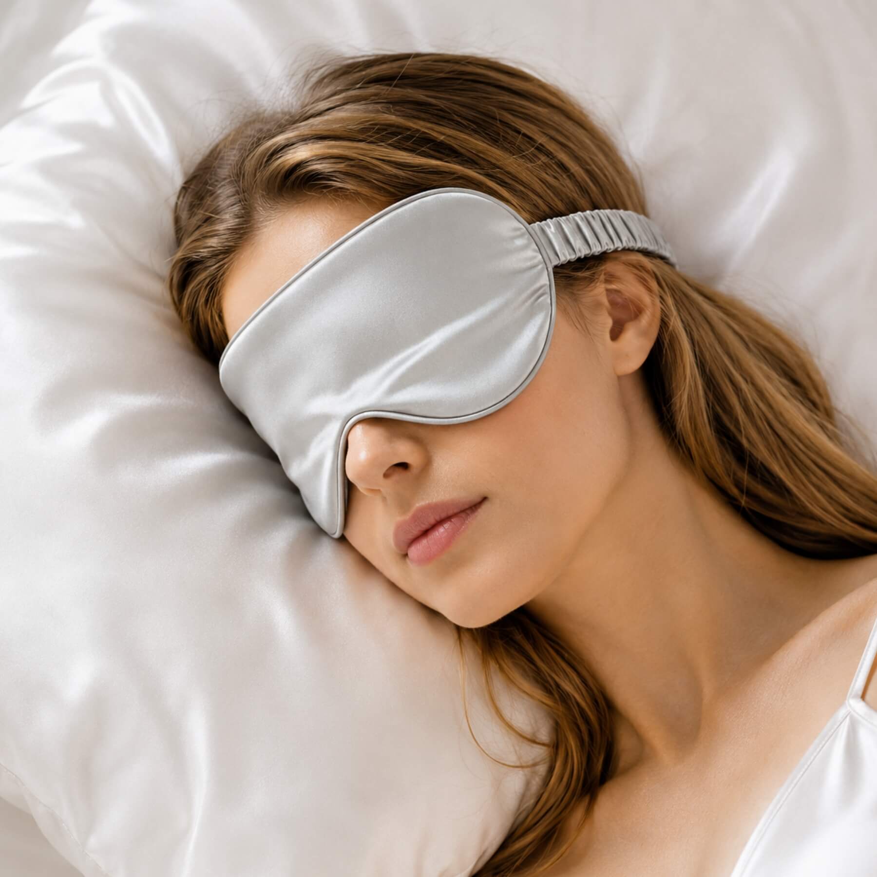 Silk eye mask with silk-wrapped elastic band