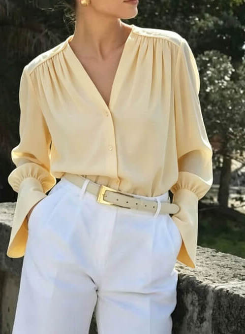 Camicetta in chiffon di seta a doppio strato (vendita campioni)