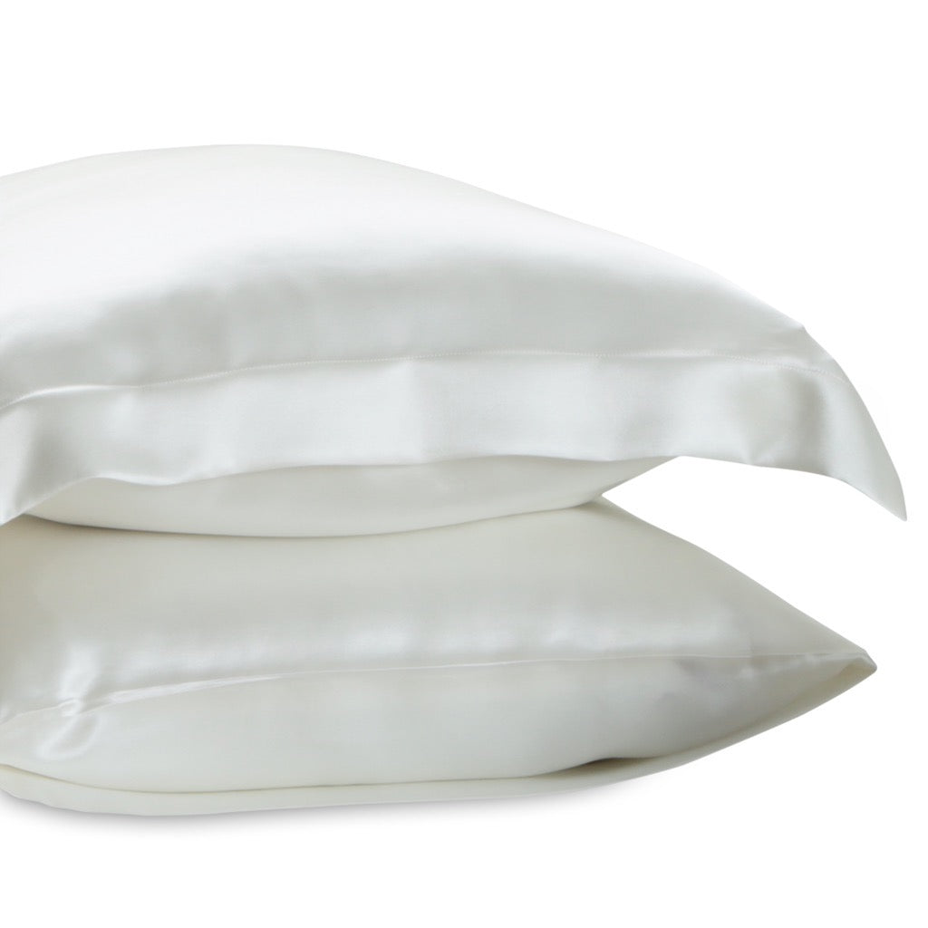 Taies d'oreiller en soie 19momme Blanc ivoire