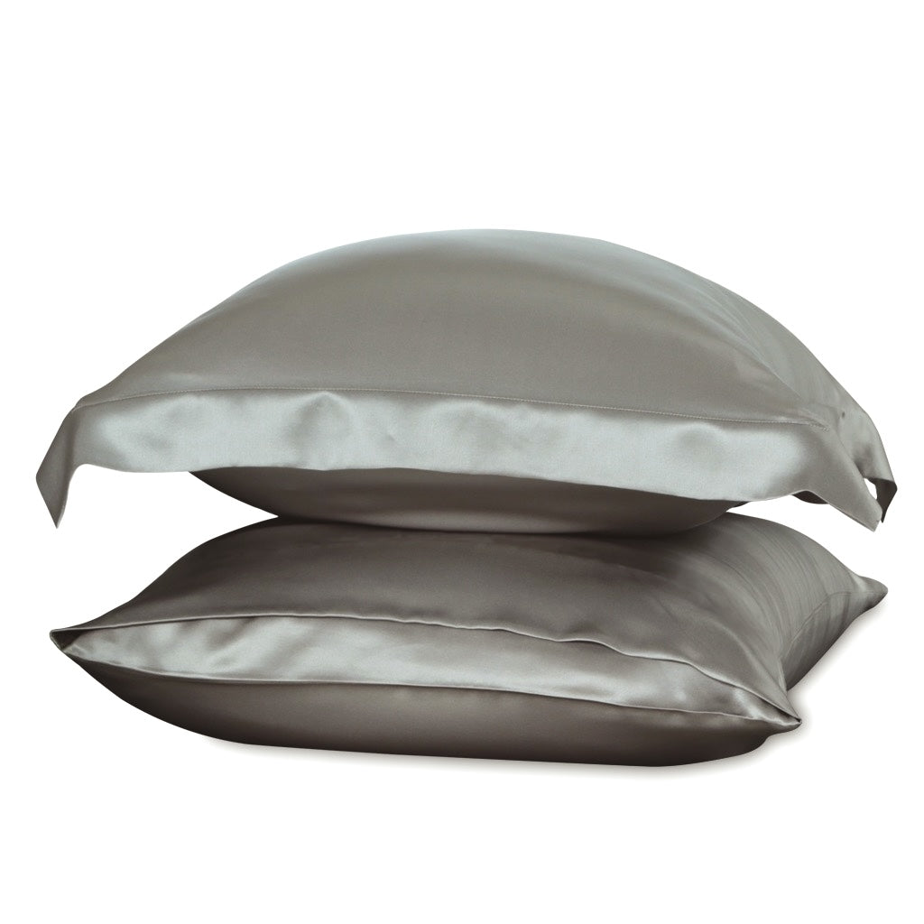 Taies d'oreiller en soie 19momme Gris perle