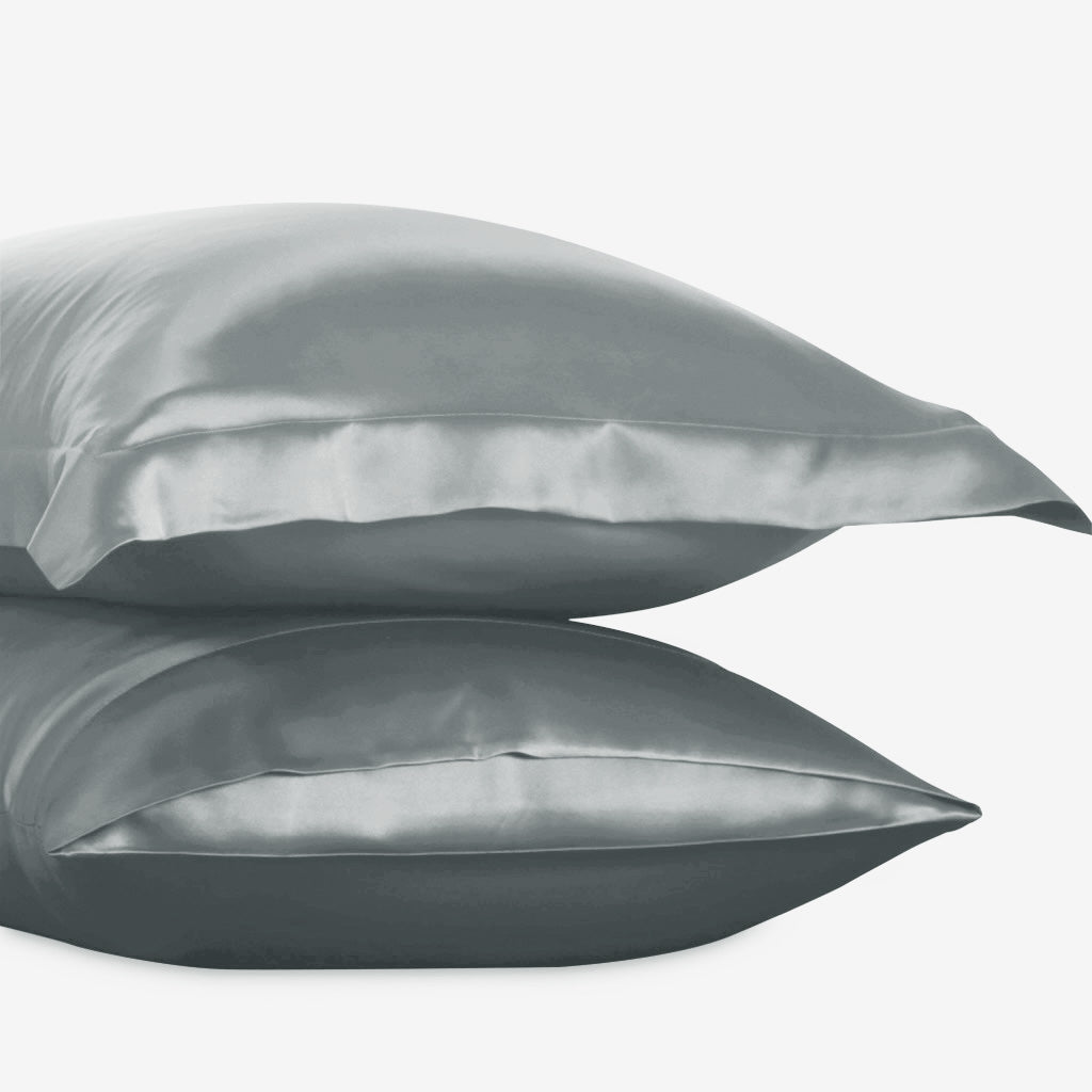 Taies d'oreiller en soie 22momme Gris argent