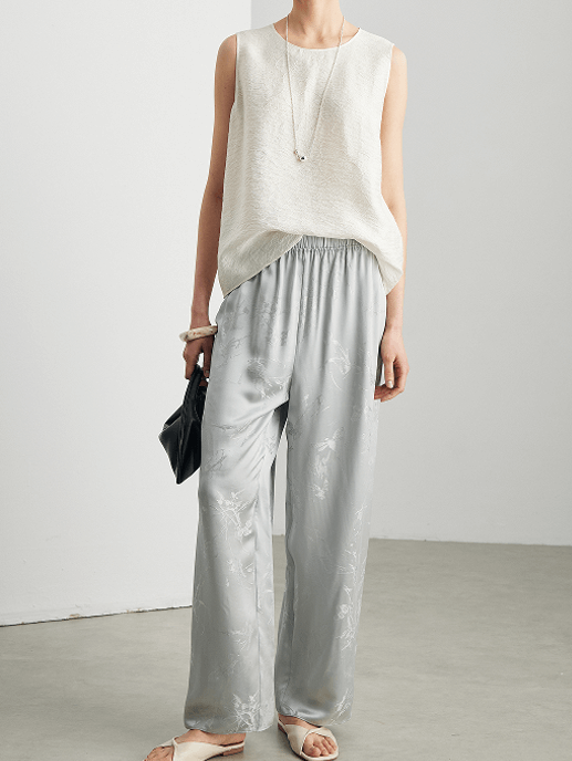 Silk jacquard trousers